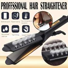 Novo vapor alisador de cabelo 4 engrenagens rápido warm-up ajuste cerâmica turmalina ionic flat iron profissional alisamento do cabelo 2024 - compre barato