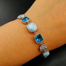 Venda imperdível lindo bracelete feminino para presente larimar & sky blue topázio prata esterlina 925 2024 - compre barato
