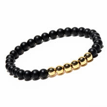 Mcllroy natural stone bracelet/men/women/fashion/black beads/bracelet men handmade stainless steel beads bracelet jewelry 2019 2024 - buy cheap