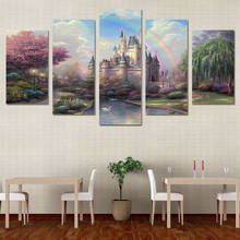 HD Printed 5 Piece Canvas Wall Art Castle Painting Modular Pictures Modern Decoration Framwork Poster For Children's Room 2024 - buy cheap