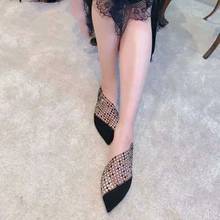 2021 Summer New Rhinestone Hollow pumps women Sexy Mesh Shoes Woman Fashion Pointed Toe party Ladies Shoes Zapatos Mujer 2024 - buy cheap