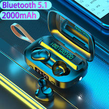 Беспроводные наушники TWS, Bluetooth 5,1, зарядка 2000 мА · ч, 9D стерео, спортивные наушники, гарнитура 2024 - купить недорого