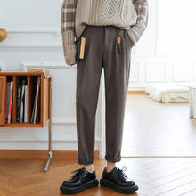 2020 calças casuais de moda masculina design de negócios algodão formal solto de lã em linha reta calças de terno fino ajuste calças homme 28-34 2024 - compre barato