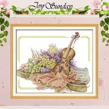 The Violin and Flowers Patterns Counted Cross Stitch 11CT 14CT Cross Stitch Sets Chinese Cross-stitch Kits Embroidery Needlework 2024 - buy cheap