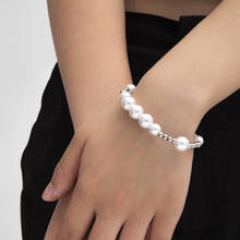 Adorno de moda con cuentas de acero inoxidable para mujer, joyería de mano, pulsera de perlas elegante Simple, joyería 2024 - compra barato