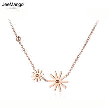 JeeMango Cute Titanium Stainless Steel Double Daisies Choker Necklaces Jewelry Lovely Pendant Chain Necklace For Girls JN19065 2024 - buy cheap