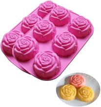 6 Cavities Rose Silicone Mold for Handmade Soap Jelly Pudding Chocolate Soap Making Tools DIY 3D Decorating Handmade Candle Mold 2024 - buy cheap