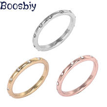 Boosbiy Fashion Silver Plated Clear CZ Crystal Circle Round Engagement Finger Ring for Women Simple Jewelry Gift 2024 - buy cheap