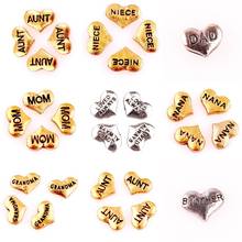 40Pcs/Lot Alloy Gold Heart Shaped Words Mom Dad Grandma Floating Charms Fit For Magnetic Living  Locket Necklaces Jewelry Diy 2024 - buy cheap
