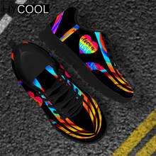 HYCOOL 2021 New Men Women Flats Sneakers Rainbow Love Heart Print Vintage Women Black Gym Fitness Breathable Chaussure Femme 2024 - buy cheap
