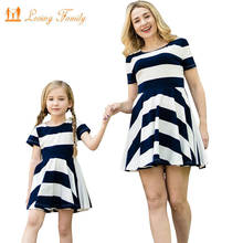 Family Matching Outfits Mother Daughter Dress Children Clothing Fashion Mom And Kids Family Look Stripe Baby Girls Clothes Dress 2024 - buy cheap