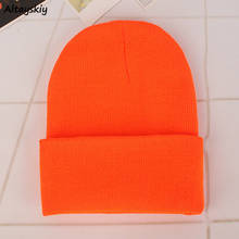 Skullies feminino sólido malha de alta elasticidade casais quentes doces cor das mulheres all-match beanies chapéus de inverno lazer alta qualidade 2024 - compre barato