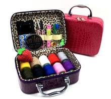 Kit de costura de cuero PU, caja de costura portátil, herramienta de costura, caja de almacenamiento de regalo, aguja de costura Multicolor, accesorios para el hogar 2024 - compra barato