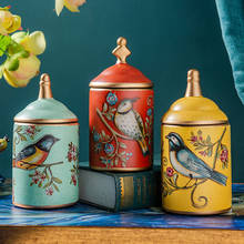 Decoración creativa de cerámica para el hogar, adornos de tarro de almacenamiento de estilo europeo para sala de estar, frasco de almacenamiento de dulces 2024 - compra barato