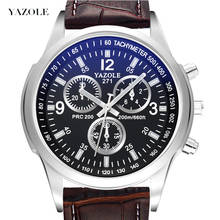 Yazole relógio masculino com pulseira de couro, casual, pulseira de couro e quartzo, moda masculina 2024 - compre barato