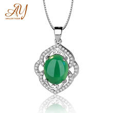 Anillos Yuzuk Oval Natural Green Jade Pendant Necklace For Women 925 Silver Color Necklace Agate Jade Bizuteria Pendant 2024 - buy cheap