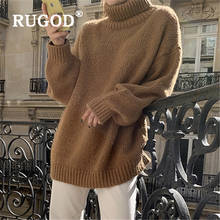RUGOD, длинный вязаный свитер, женская зимняя одежда, однотонный пуловер, водолазка, трикотаж, корейский стиль, женские свитера, 2019 2024 - купить недорого