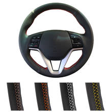 DIY Customized Car Steering Wheel Cover For Hyundai Tucson 2015 2016 Auto Artificial Leather Steering Wrap 2024 - buy cheap