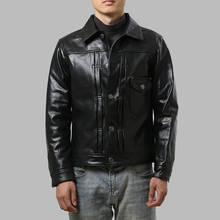 YR!Free shipping.Quality japan classic casual leather jacket,mens genuine leather coat,vintage cowhide 507 clothes.sales 2024 - buy cheap