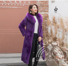 New Real genuine natural full pelt rabbit fur coat  with fox fur collar women fashion   jacket custom any size 2024 - buy cheap
