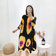 Женское плиссированное платье, с принтом, с круглым вырезом, длинными рукавами, винтажное, Z566, лето 2021 2024 - купить недорого