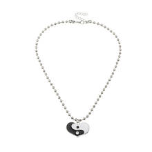 Ожерелье с подвеской в форме сердца Инь и Ян для женщин, модное ювелирное изделие Tai Chi 2021, короткая цепочка до ключиц, ожерелья, цепочка с бусинами 2024 - купить недорого
