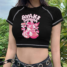 Camiseta estampa de imagem de menina hiphop anime verão, camisetas de manga curta, grunge escuro, blusa feminina gótica, roupas harajuku y2k 2024 - compre barato