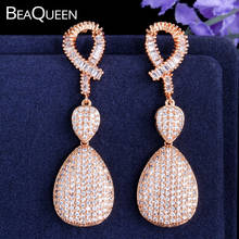 BeaQueen Nigerian African Gold Color Women Long Water Drop Earrings Mircro Paved Cubic Zirconia Stone Wedding Jewelry E188 2024 - buy cheap