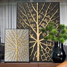 Cartazes abstratos folha de ouro pintura impressões arte de parede plantas nórdicas tela decoração de parede para sala de estar decoração de cozinha 2024 - compre barato