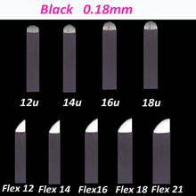100 Pcs Black 0.18mm Microblading 7 9 12 14 16 18 21 U shape Tattoo needles for Permanente makeup Eyebrow Blades Manual pen 2024 - buy cheap