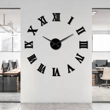 DIY Classic Roman Numerals Wall Clock Modern Clock Watch 3D Acrylic Mirror Surface Kit Decoration Silent Sticker Creative Show 2024 - buy cheap