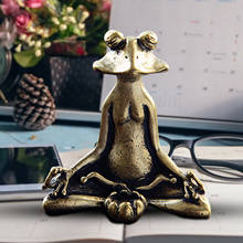 Retro Brass Meditate Zen Buddhism Frog Statue Small Ornament Copper Animal Sculpture Incense Burner Home Desk Decoration Tea Pet 2024 - buy cheap