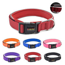 Collar de nailon para perros pequeños, medianos y grandes, reflectante, acolchado, hebilla ajustable, Naranja, Negro, Rosa, productos para mascotas 2024 - compra barato