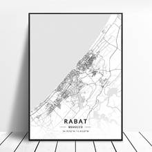 Póster de mapa artístico en lienzo de Rabat Tangier, bolero, Marruecos 2024 - compra barato