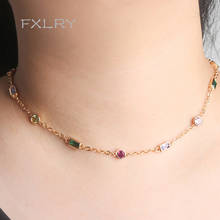FXLRY New hot Selling cubic zirconia Geometry multi color pendant necklaces for Women Fashion chokers Jewelry 2024 - buy cheap