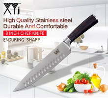 XYj 8 inch 7cr17 Stainless Steel Chef Knife Kitchen Cooking Knife Tools Color Wood Handle Groove Design Blade Kitchen Knife 2024 - buy cheap