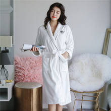 Solid Colour Embroidery Intimate Lingerie Belt Winter Warm Home Dressing Clothing White Female Sleepwear Kimono Bathrobe Gown 2024 - buy cheap