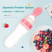 Silicone Squeeze Feeding Spoon 6 Months+ 3oz/90ml Baby Food Dispensing Spoon Feeder Infant Travel Feeders for for Cereal 2024 - buy cheap