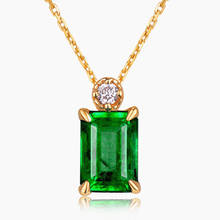 Small emerald gemstones diamonds pendant necklaces for women 14k gold color choker green crystal jewelry bague fashion gifts 2024 - buy cheap
