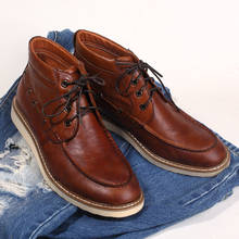 Goodyear-Botas de vaquero para Hombre, zapatos de talla grande, de cuero genuino, estilo británico, costura 2024 - compra barato