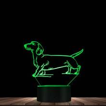 3d-светильник такса для собак, колбасы, светодиодный ночник с оптической иллюзией 3D для собак и щенков 2024 - купить недорого