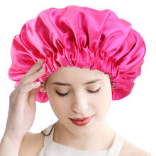 New Reversible Satin Bonnet double layer Large Size Sleep Night Cap Head Cover Bonnet Hat for For Curly Springy Hair Black 2024 - buy cheap