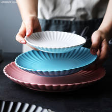 Nordic ceramic tableware round dish family dinner steak dish household tableware dessert plate kitchen decoration plate/ 1PCS 2024 - buy cheap
