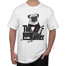 100% хлопок Лидер продаж Hipster Pugfather печати мужская футболка в винтажном стиле в виде мопса, брендовые дизайнерские топы с коротким рукавом и круглым воротником 2024 - купить недорого