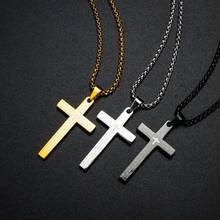 Винтажные подвески крест ожерелья для женщин золотые подвески ювелирные изделия аксессуары для мужчин черный серебряный цвет ожерелье религиозный кулон 2024 - купить недорого