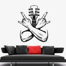 Fashion Rock Music Vinyl Wall Decal Guitarist Band Guitar Instrument Stickers Removable Home Wall Decor Boys Room Poster Z421 2024 - compre barato