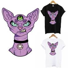 Evil Cat Patches Iron On Transfer For Clothing DIY Washable Thermal Patches Clothes Women T-shirt Dress Sticker Iron on Applique 2024 - buy cheap
