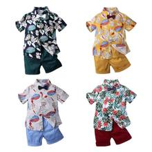 Conjunto blusa floral de manga curta para meninos, camiseta tipo shorts para crianças de 1 a 7 anos, verão 2020 2024 - compre barato