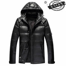 Leather Winter Genuine Duck Down Jacket Men Clothing 2021 Motorcycle 100% Real Sheepskin Coat Men's Down Jackets Hooded 6   2024 - buy cheap