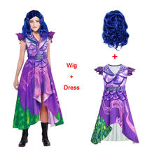 Vestido descendentes 3 fantasia para meninas, fantasia de dia das bruxas, ano novo, cosplay de criança, peruca elza, fantasia de disco, pano 10 12 2024 - compre barato